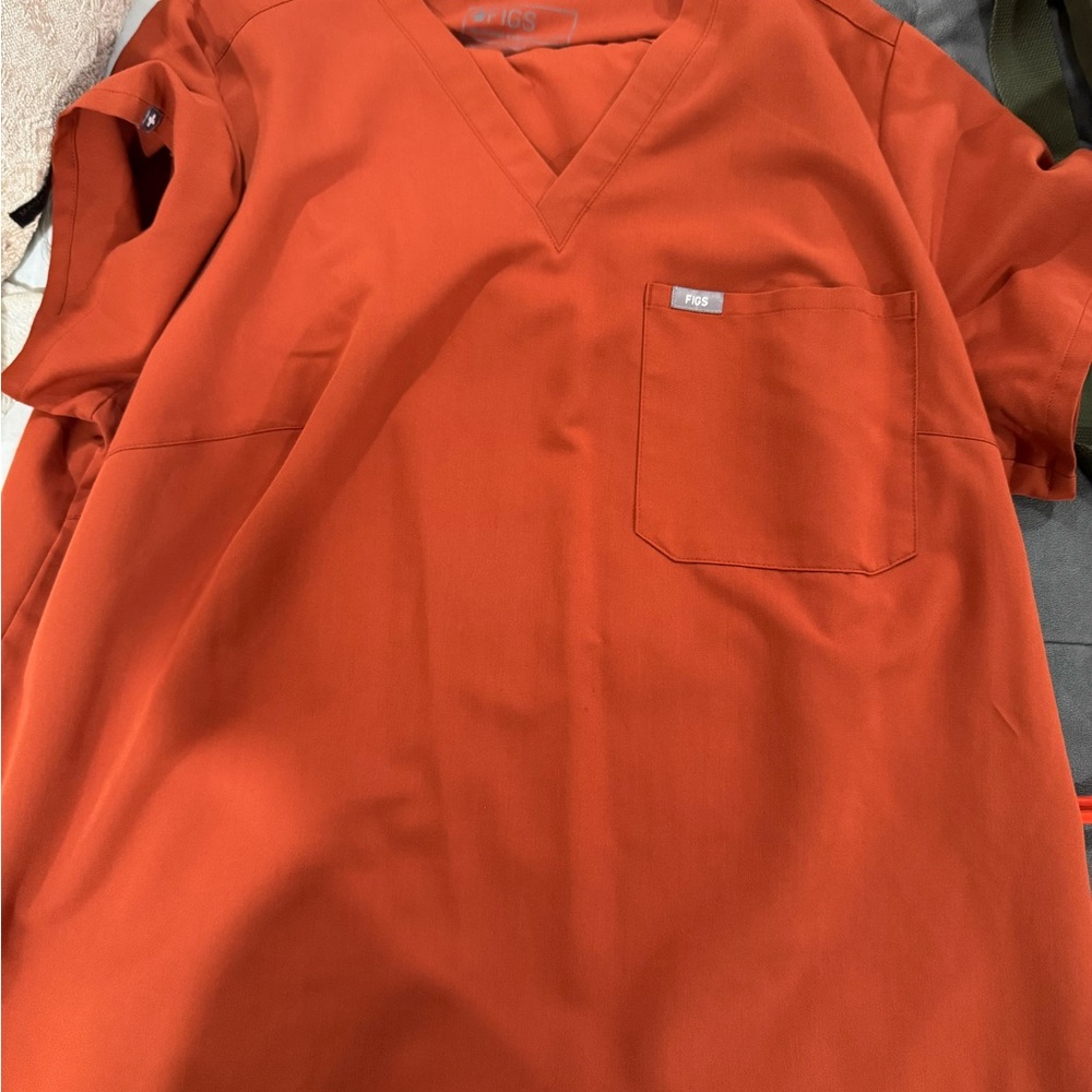 Figs Women's Orange V-Neck Scrub